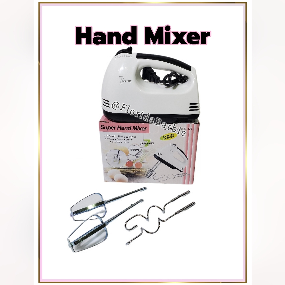 NIB Kitchen Electric Hand Mixer Home Cooking Tools Stainless Steel Accessories